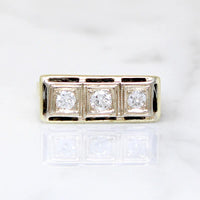 Three Diamond Lacy Lattice Filigree Ring