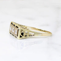 Three Diamond Lacy Lattice Filigree Ring