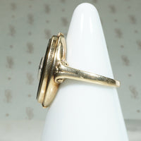 Shapely Diamond Set Onyx & Gold Ring