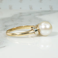 Modernist Pearl Solitaire in Two-Tone Gold