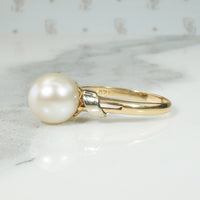 Modernist Pearl Solitaire in Two-Tone Gold