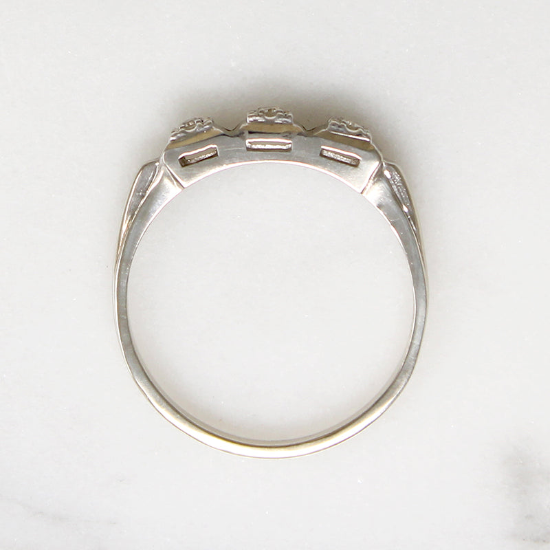 Three Diamond Wedding Band in White Gold