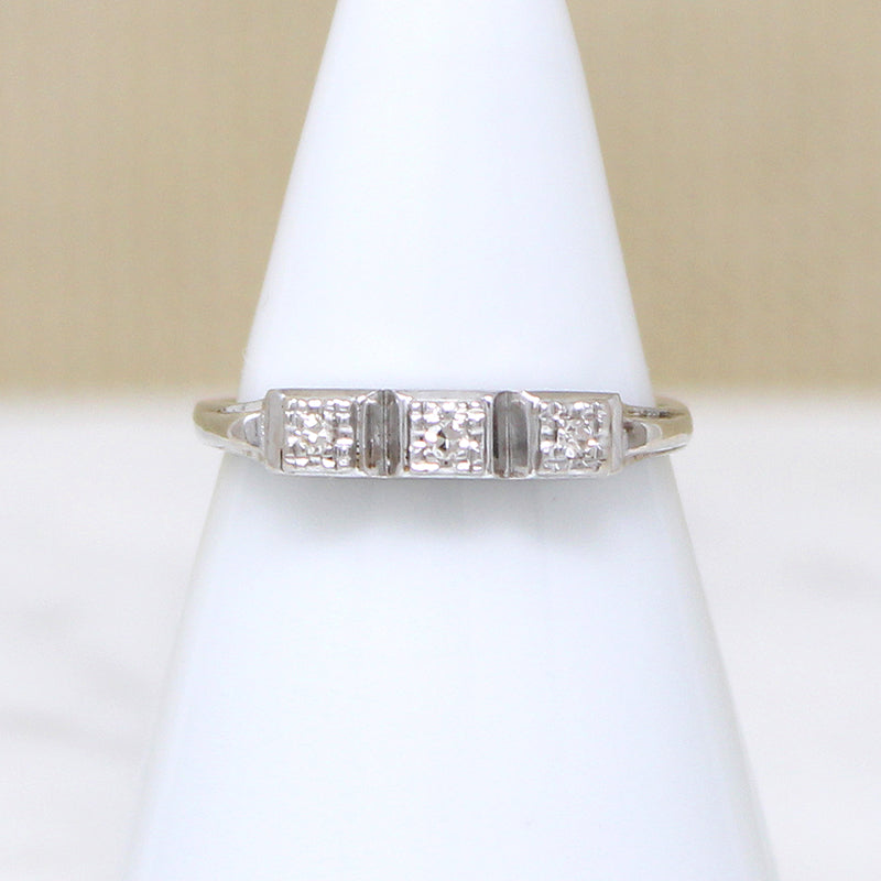 Three Diamond Wedding Band in White Gold
