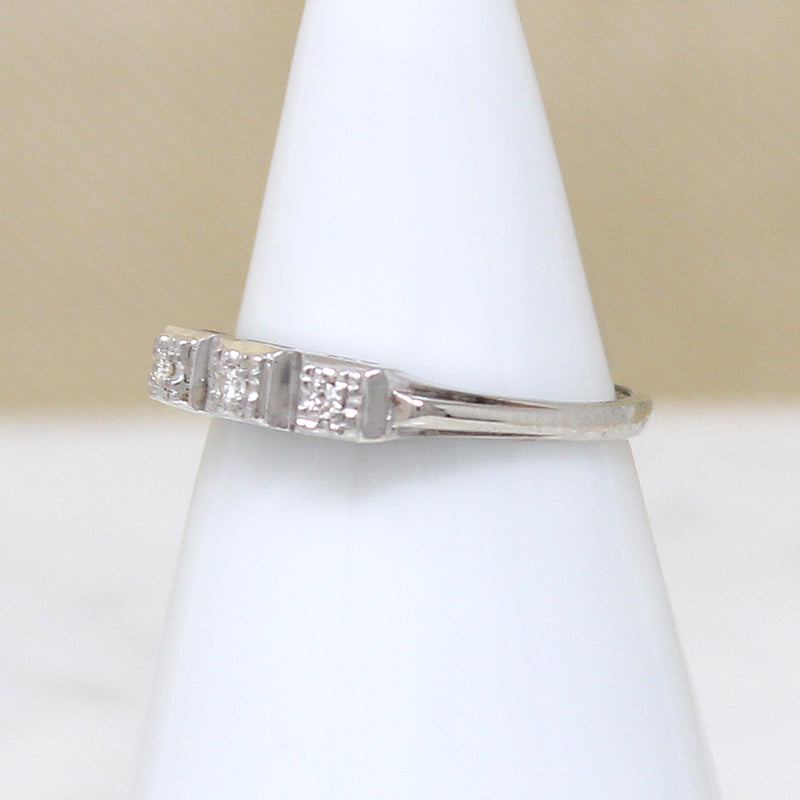 Three Diamond Wedding Band in White Gold