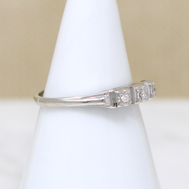 Three Diamond Wedding Band in White Gold