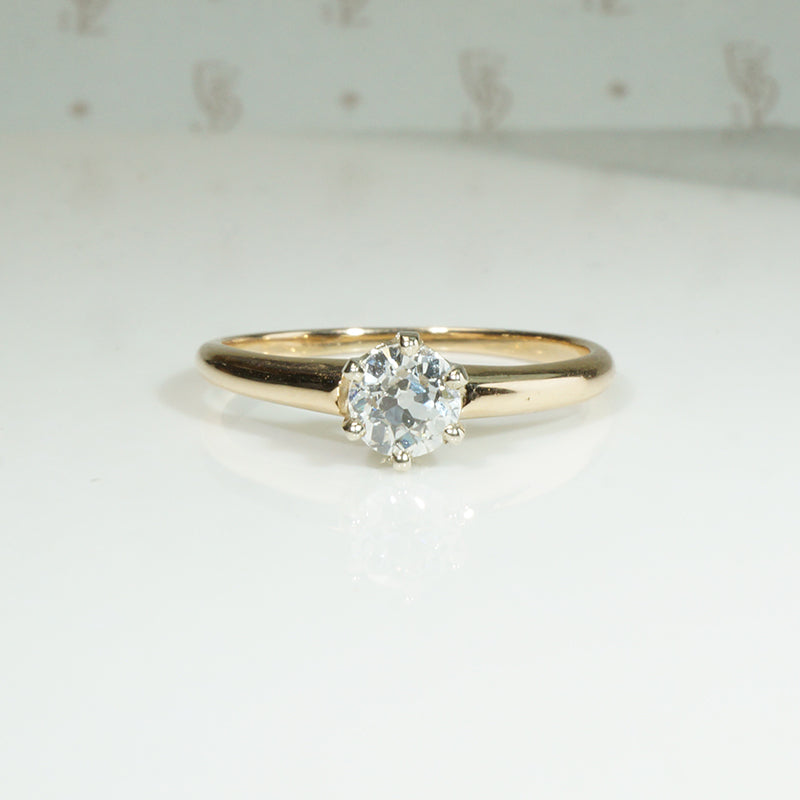 Charismatic Old Mine Cut Diamond in Gold Solitaire