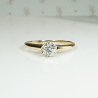 Charismatic Old Mine Cut Diamond in Gold Solitaire