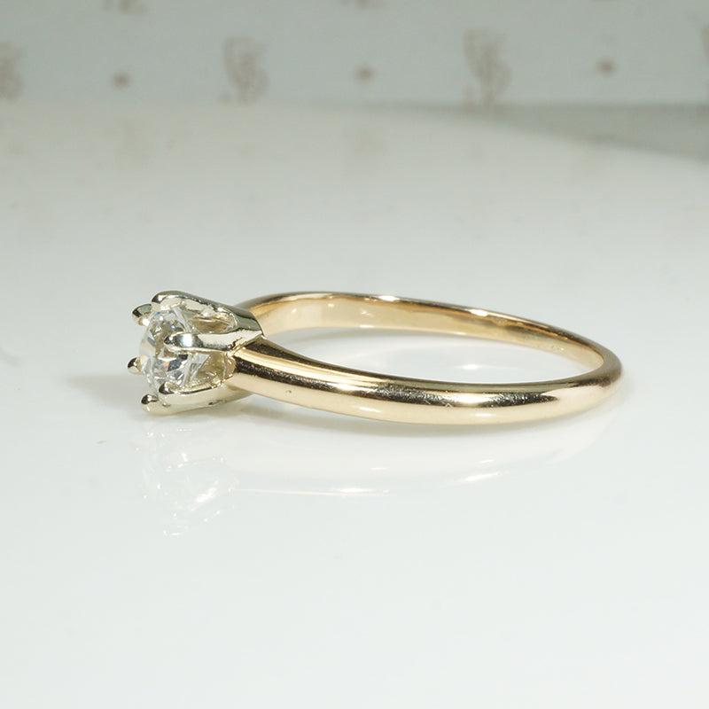 Charismatic Old Mine Cut Diamond in Gold Solitaire