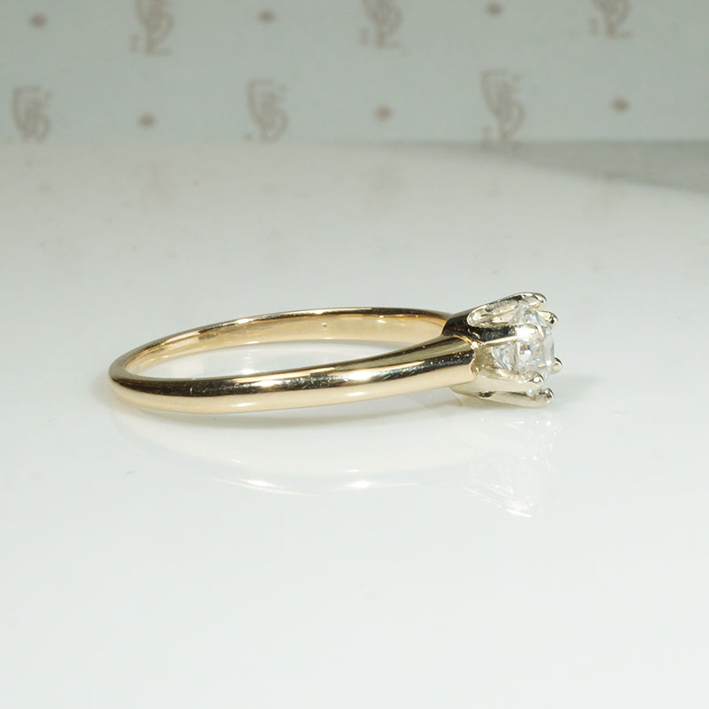 Charismatic Old Mine Cut Diamond in Gold Solitaire