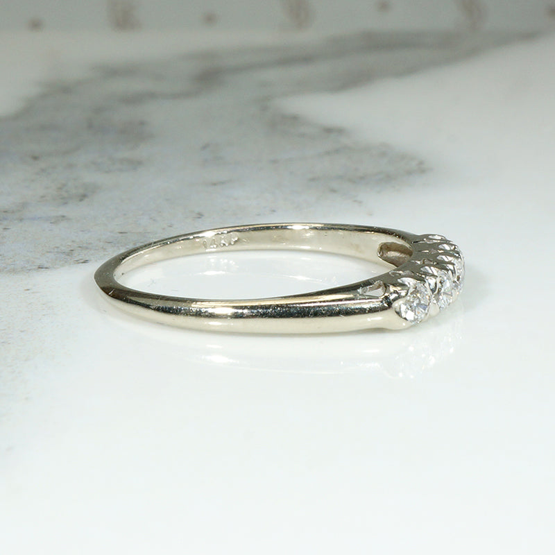Graceful Five Diamond White Gold Wedding Band