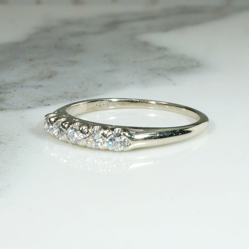 Graceful Five Diamond White Gold Wedding Band