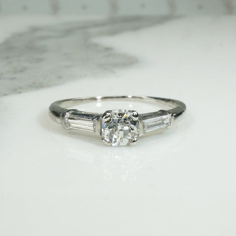 Antique Diamond in Classic Mid Century Engagement Ring