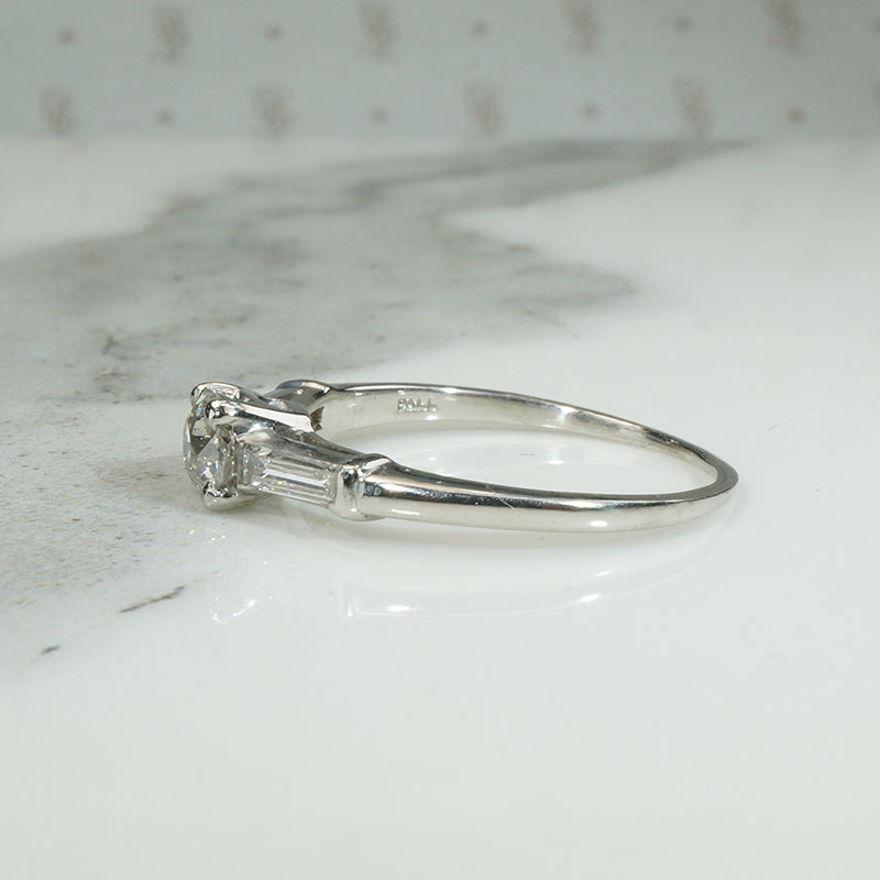Antique Diamond in Classic Mid Century Engagement Ring