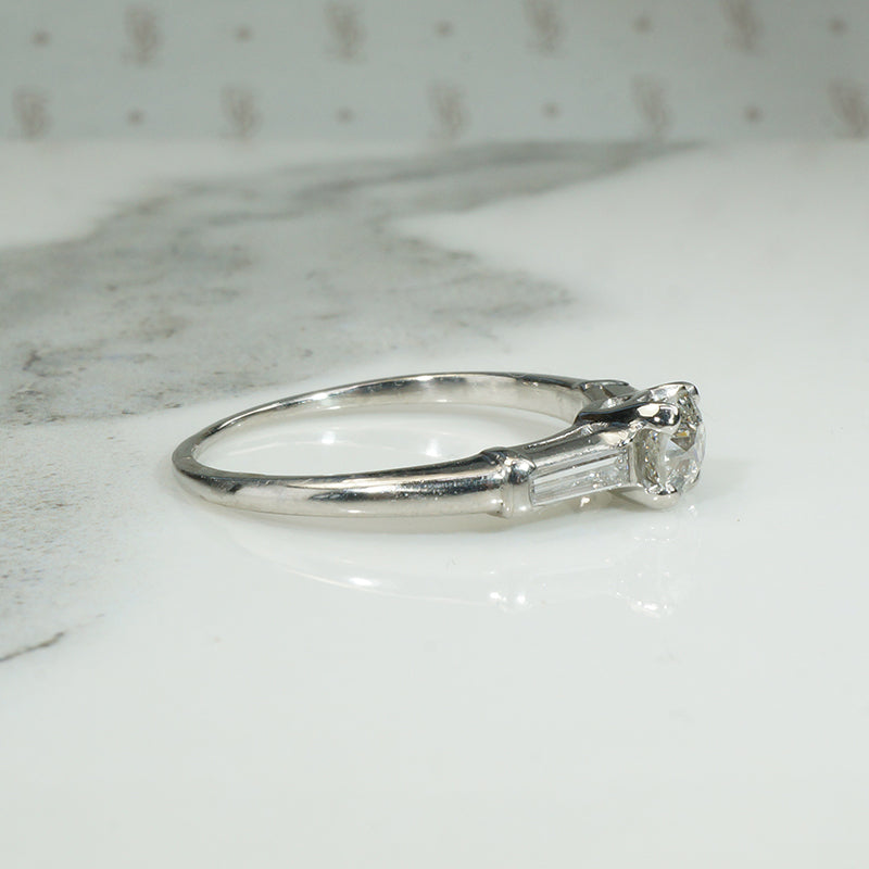 Antique Diamond in Classic Mid Century Engagement Ring