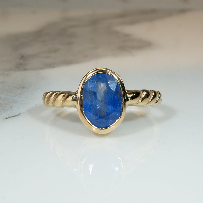 True Blue 1ct Sapphire & 14k Gold Solitaire Ring