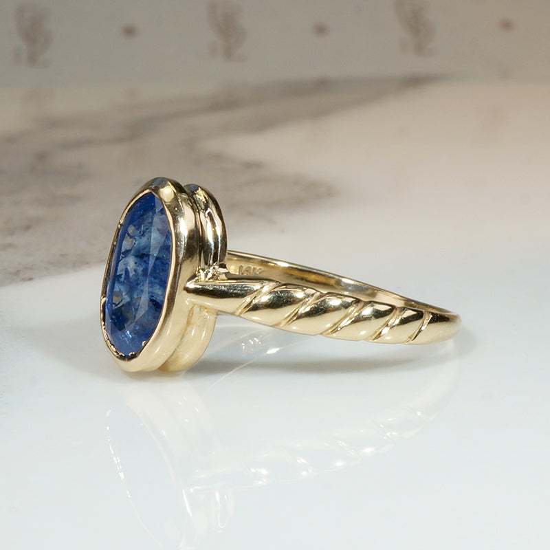 Royal Blue 1.25ct Sapphire & Gold Bezel Solitaire Ring