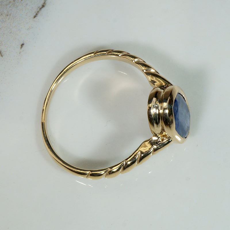 Royal Blue 1.25ct Sapphire & Gold Bezel Solitaire Ring