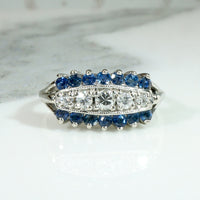 Sapphire & Diamond "Eye" Band in White Gold