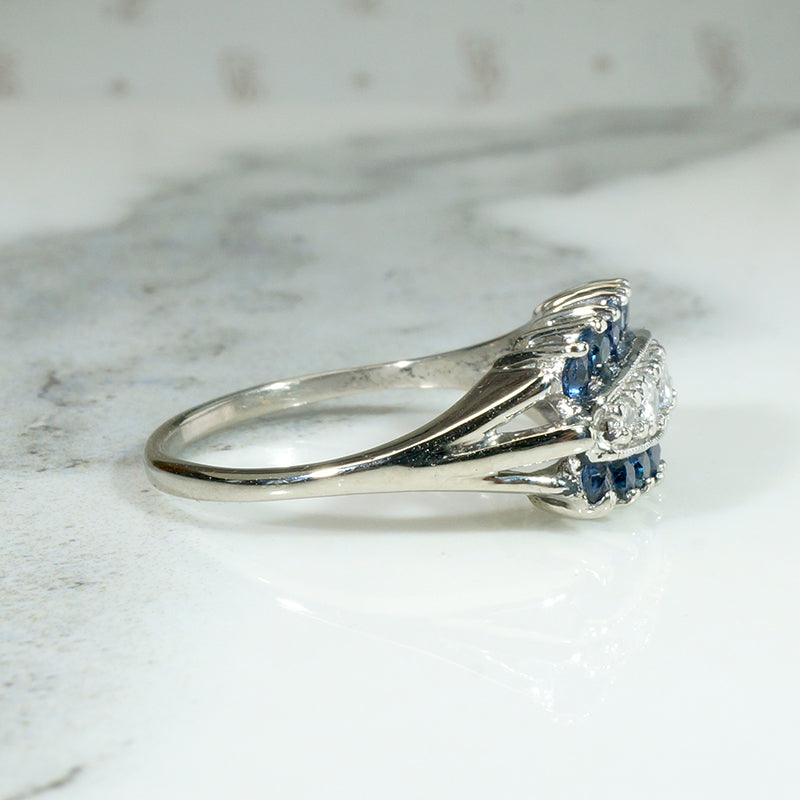 Sapphire & Diamond "Eye" Band in White Gold