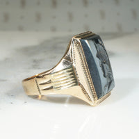 Bold Roman Soldier Hematite Intaglio Ring