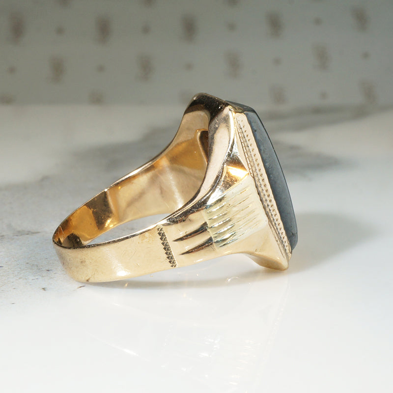 Bold Roman Soldier Hematite Intaglio Ring