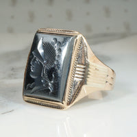 Bold Roman Soldier Hematite Intaglio Ring
