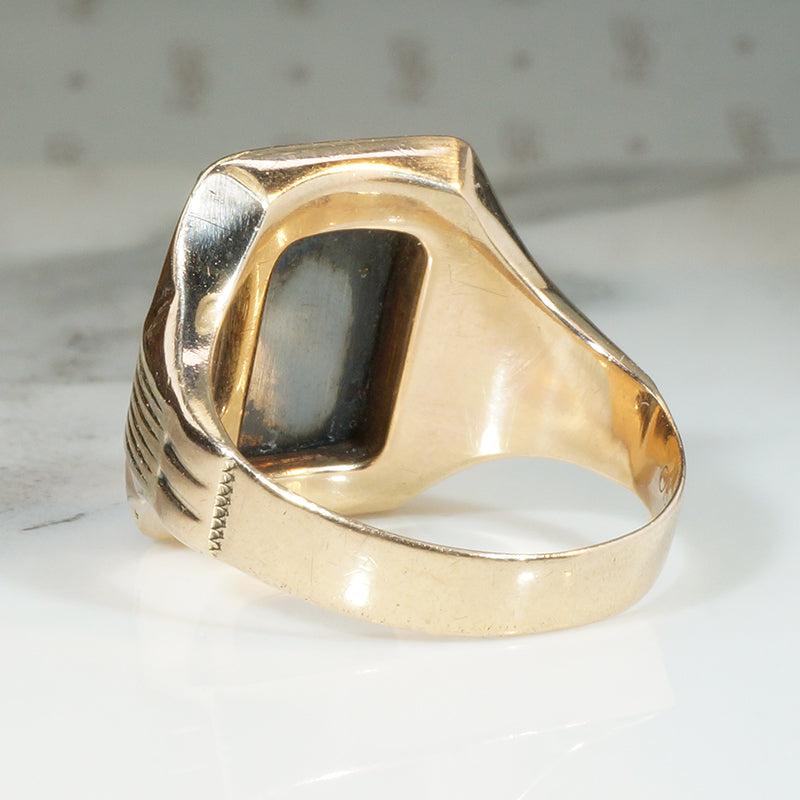 Bold Roman Soldier Hematite Intaglio Ring