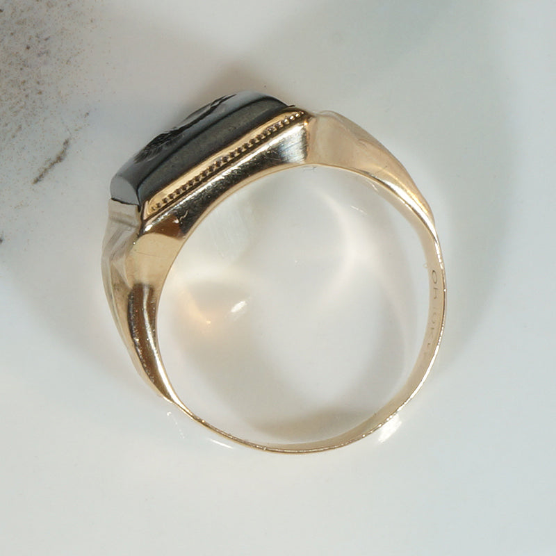 Bold Roman Soldier Hematite Intaglio Ring