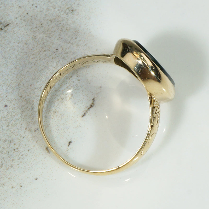 Antique Bloodstone Ring with Engraved Details