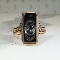Mercury Onyx Intaglio in Rosy Gold Edwardian Ring