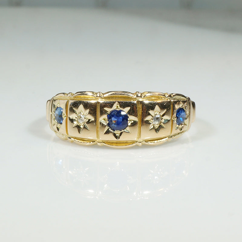 Romantic Star Set Sapphire & Rose Cut Diamond Band