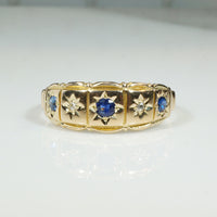 Romantic Star Set Sapphire & Rose Cut Diamond Band