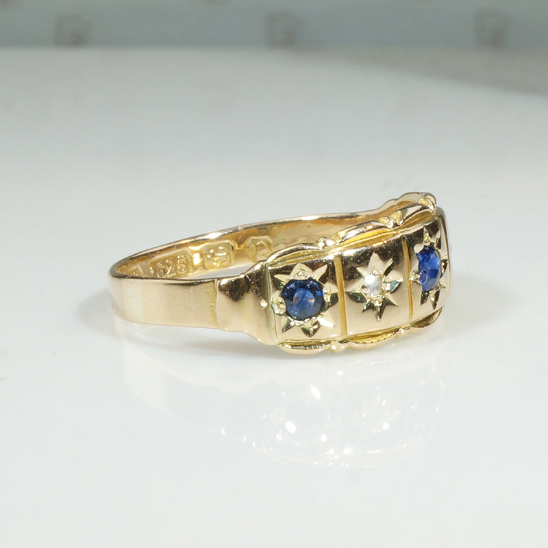 Romantic Star Set Sapphire & Rose Cut Diamond Band