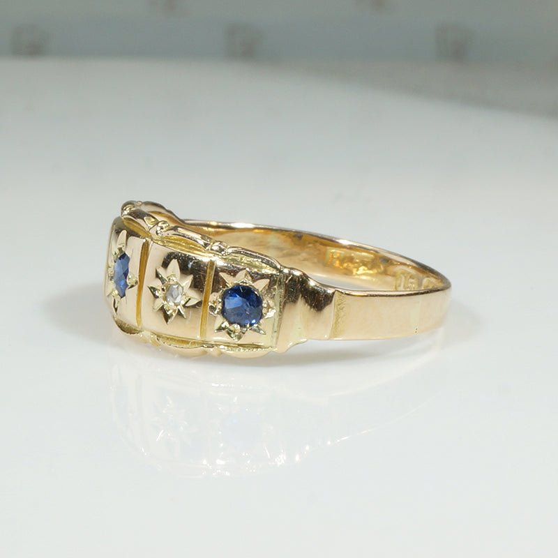 Romantic Star Set Sapphire & Rose Cut Diamond Band