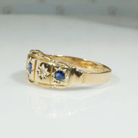 Romantic Star Set Sapphire & Rose Cut Diamond Band