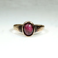 Lush Little Garnet Cabochon Ring in Rosy Gold