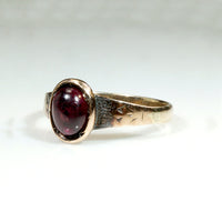 Lush Little Garnet Cabochon Ring in Rosy Gold