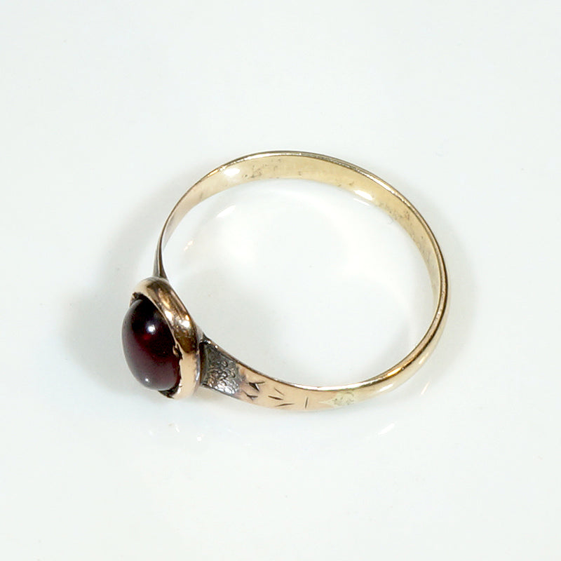 Lush Little Garnet Cabochon Ring in Rosy Gold