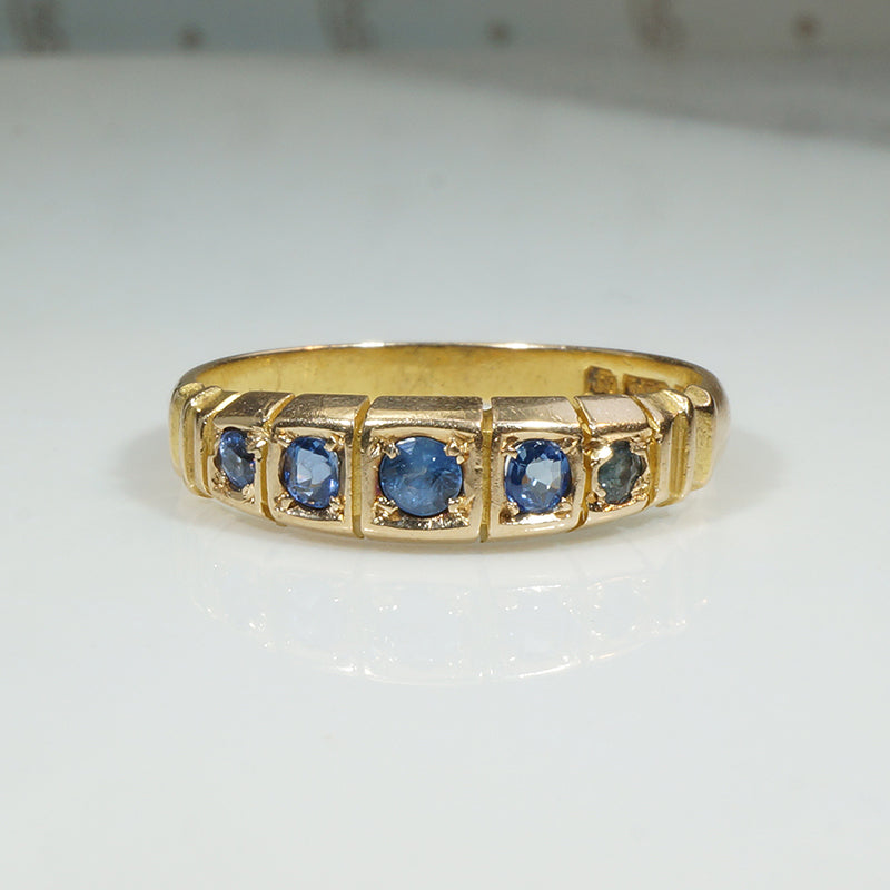 Chic 15ct English Band with Denim-Blue Sapphires