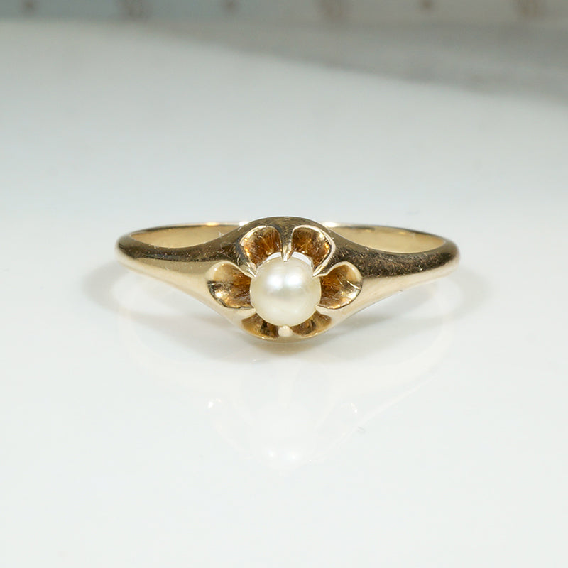 Victorian Pearl Solitaire in Gold Belcher Setting
