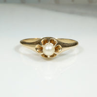 Victorian Pearl Solitaire in Gold Belcher Setting