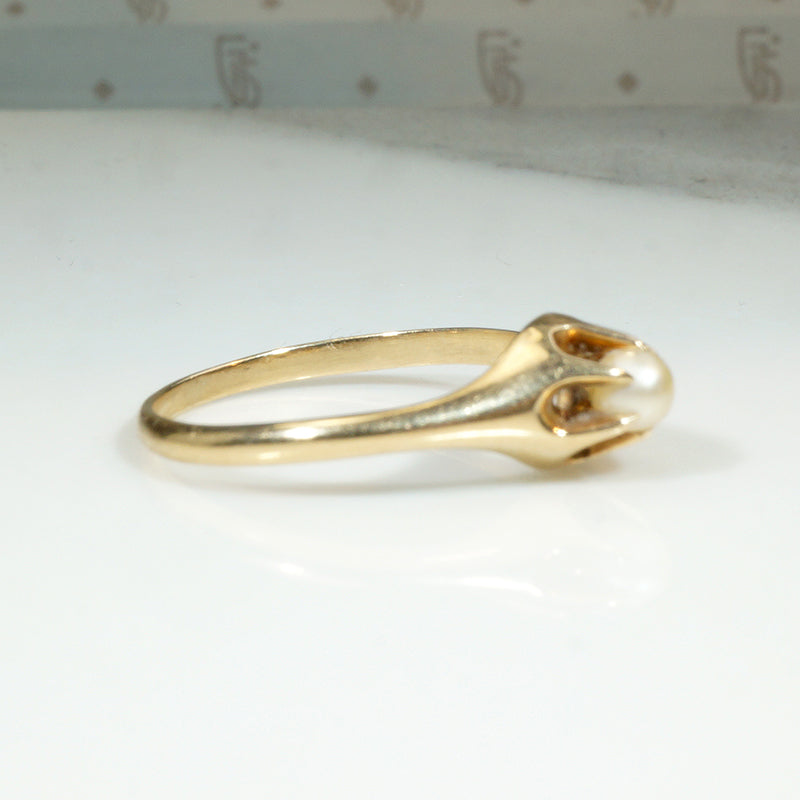 Victorian Pearl Solitaire in Gold Belcher Setting
