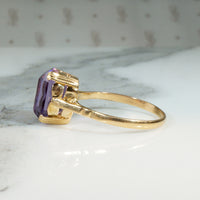 Regal Retro Amethyst & 18k Solitaire Ring