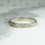 Highly Detailed Engraved White Gold Band Size 11.25