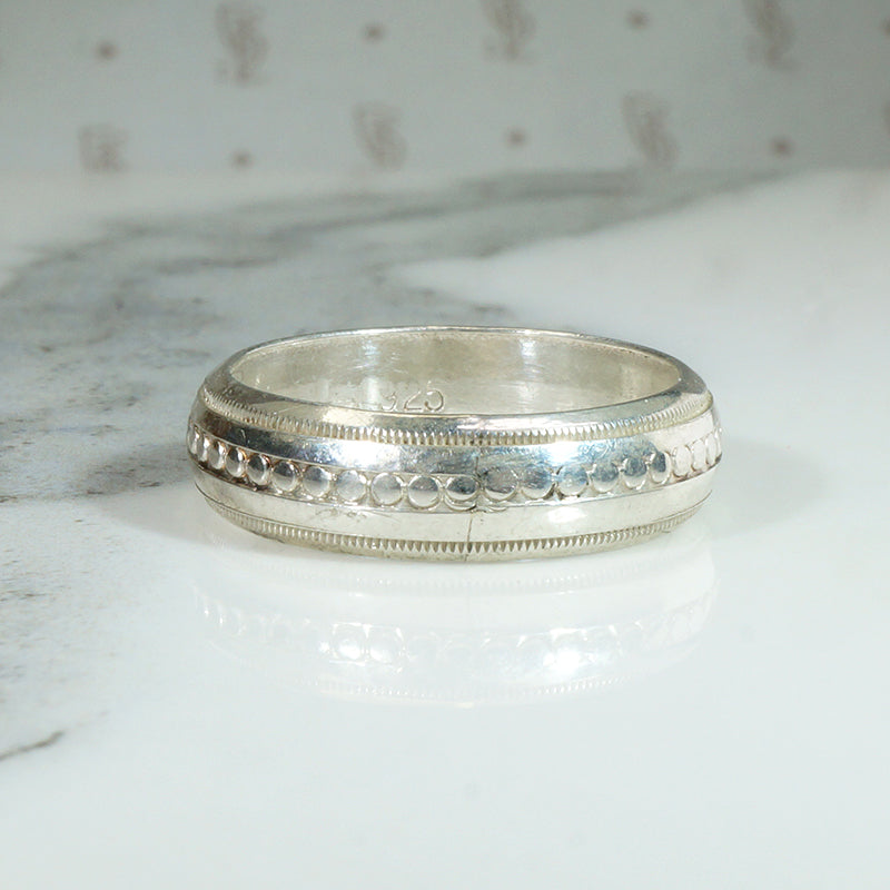 Quirky Hand Cast Sterling Silver Band by 720