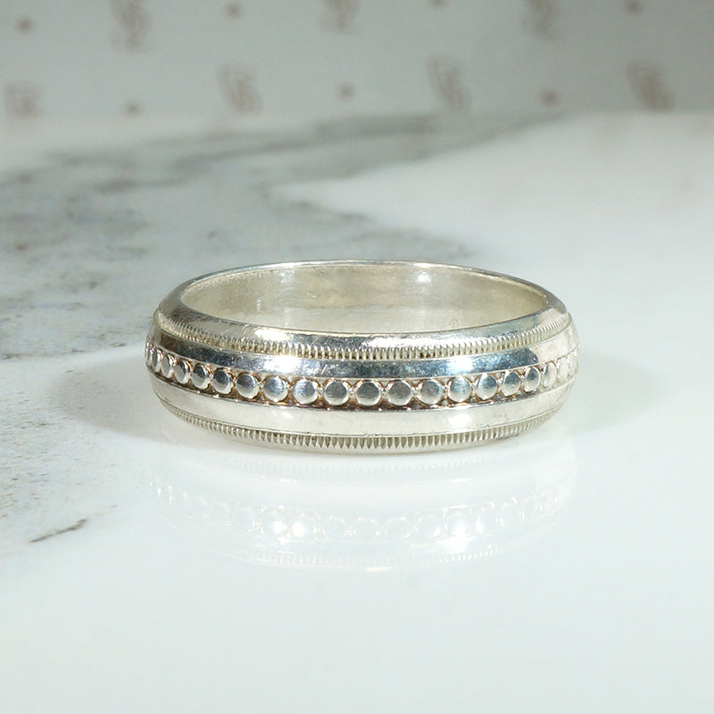 Quirky Hand Cast Sterling Silver Band by 720