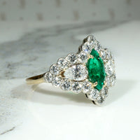 Awe Inspiring Marquise Emerald & Diamond Ring