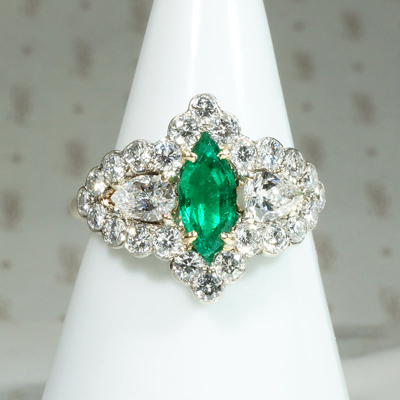 Awe Inspiring Marquise Emerald & Diamond Ring