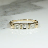 Two-Tone Gold & Diamond Retro Wedding Band
