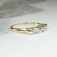 Two-Tone Gold & Diamond Retro Wedding Band